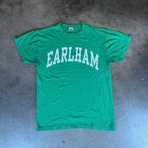 Vintage 90s Russell Athletic green Earlham College tee Men's small